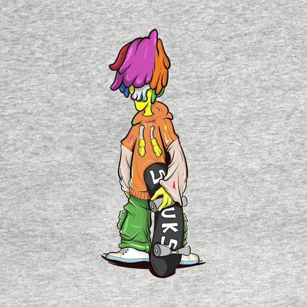 Dope Slluks skater character chilling illustration by slluks_shop